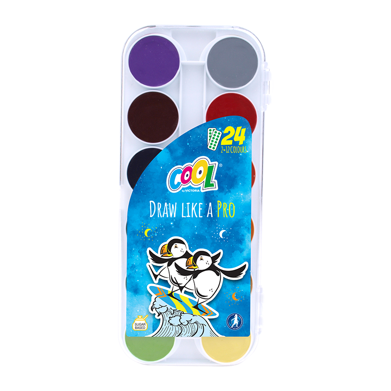 Vízfesték, 24 szín, 24 mm, COOL BY VICTORIA