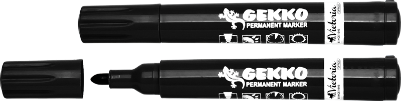 Permanent marker, 1-3 mm, bullet tip, VICTORIA OFFICE "Gekko", black