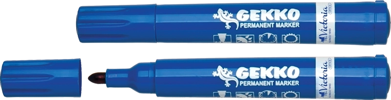 Permanent marker, 1-3 mm, bullet tip, VICTORIA OFFICE "Gekko", blue