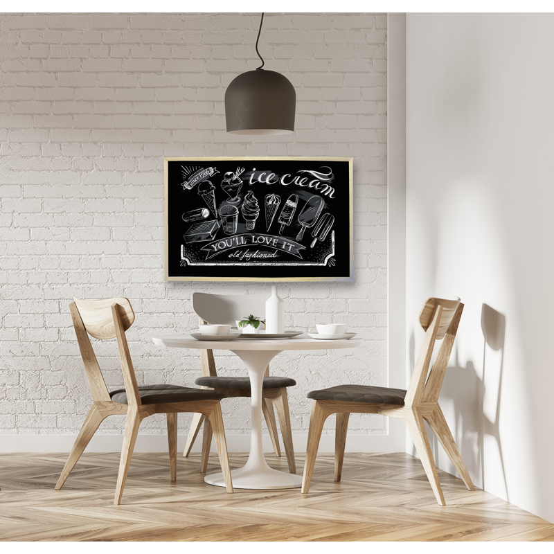 Chalk board, black surface, non-magnetic, 60x90 cm, wooden frame, VICTORIA VISUAL