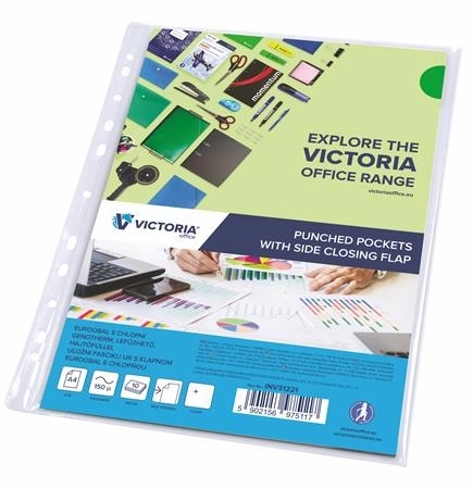 Genotherm, lefűzhető, oldalán hajtófüllel, A4, 150 mikron, víztiszta, VICTORIA OFFICE