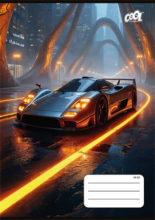 Füzet, tűzött, A5, vonalas, 32 lap, 2. osztály, COOL BY VICTORIA "Future Cars", "16-32"