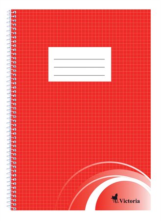 Wirebound notebook, A4, squared, 70 sheets, VICTORIA PAPER