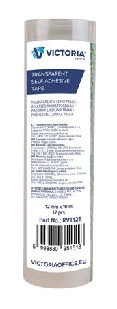 Ragasztószalag, 12 mm x 10 m, VICTORIA OFFICE, átlátszó